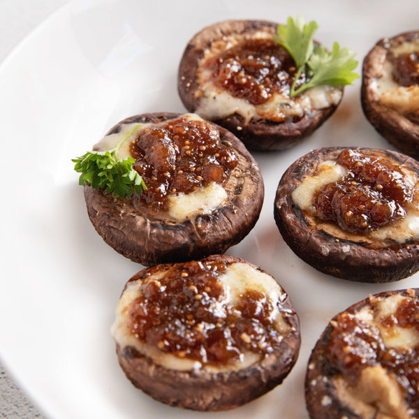 Fig, Pear & Honey Portobellos with Blue Cheese
