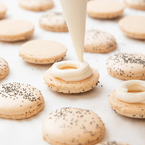 Rhubarb & Dandelion Macarons