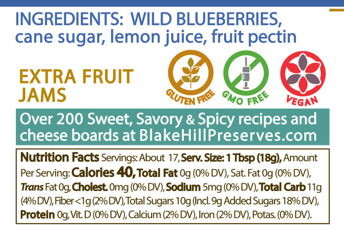 Wild Blueberry Preserve nutrition facts