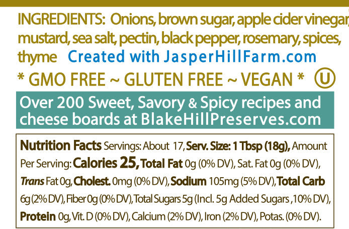 Savory Onion Confit nutrition facts