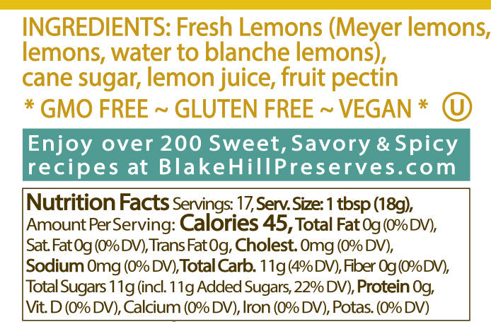 Meyer Lemon Marmalade nutrition facts